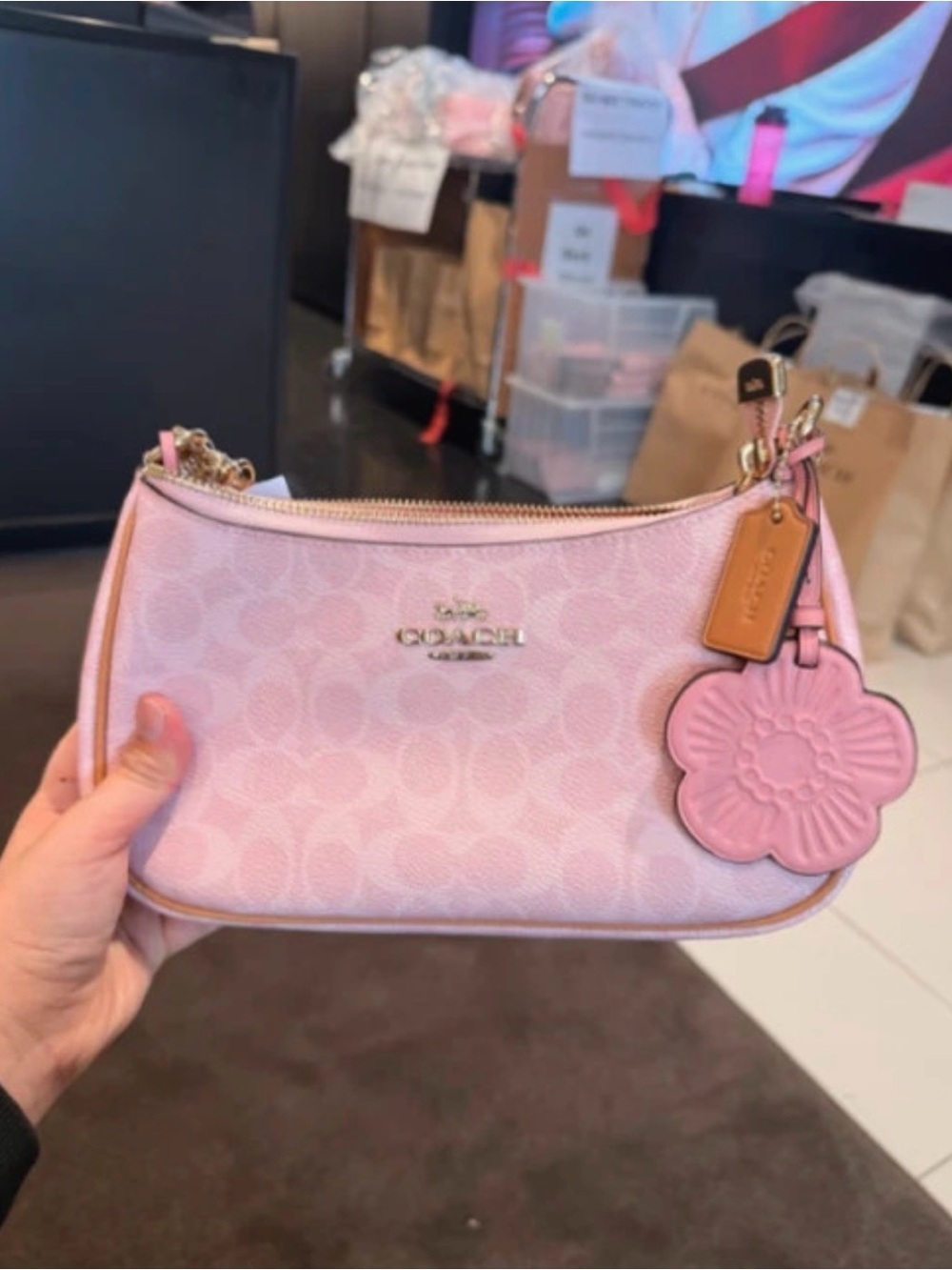 pink powder teri shoulder bag coach